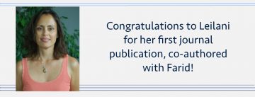 Congratulations to Leilani for her first journal publication, co-authored with Farid!